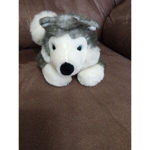 Aurora World Husky Dog‎ Plush Stuffed Animal Grey White Fluffy Tail Puppy Toy